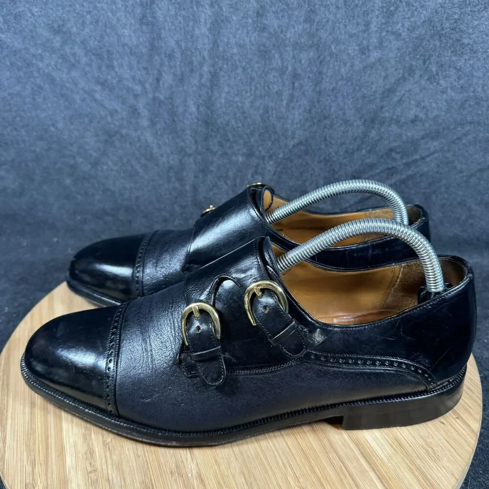 MEZLAN Mens 9M Dress Shoes Soft Black Leather Lace Up‎ Cap Toe Portofino